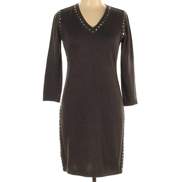 MARC New York Gray Studded V-Neck Sweater Dress Size Medium - Picture 1 of 5